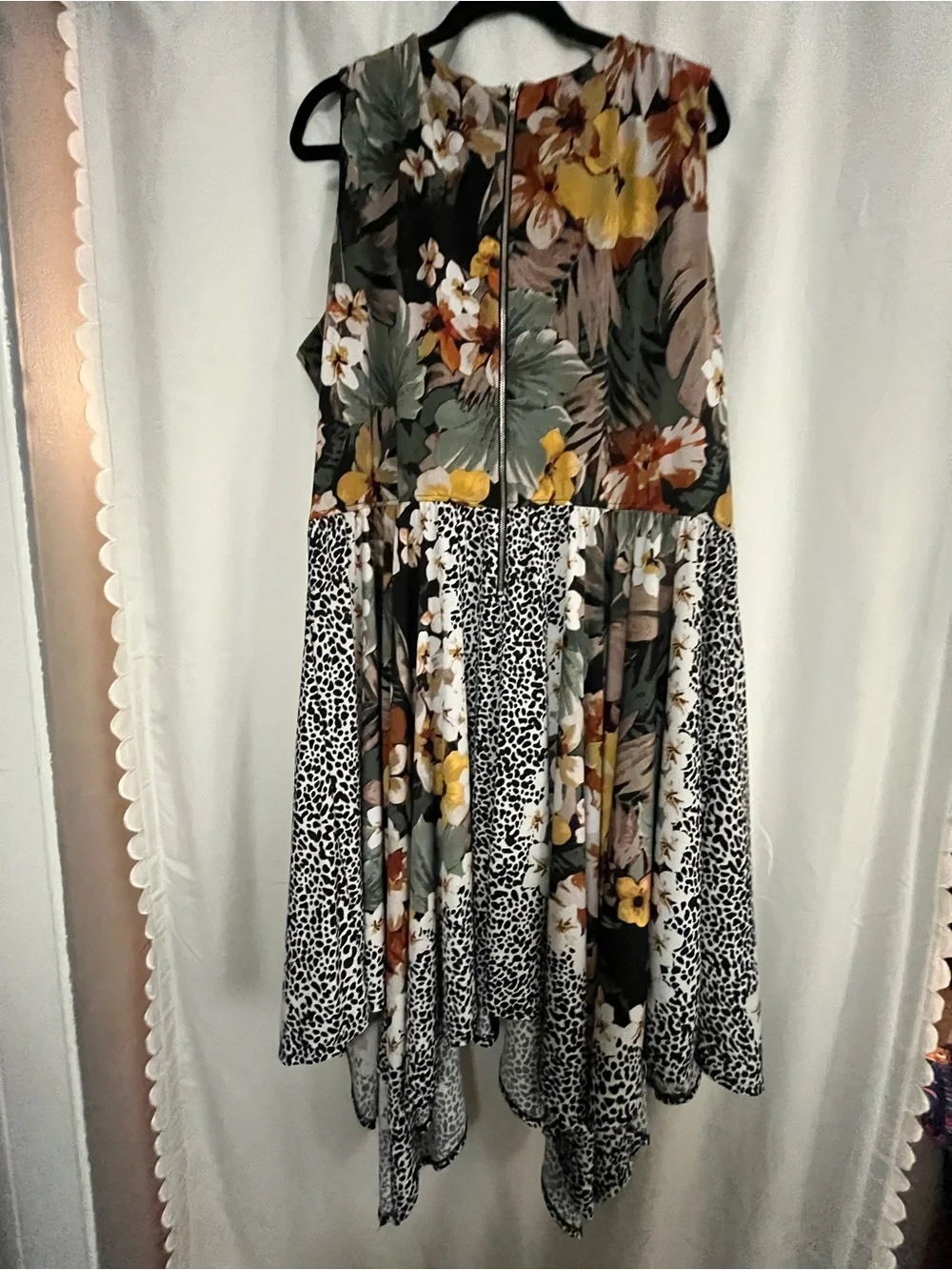 Roz & Ali Olive Green Floral Midi Dress with Mustard & Cream Accents - Picture 4 of 4